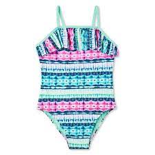 George Girls Ruffle 1 Piece Swimsuit Turquoise M 1 Piece Swimsuit Georges Girl Swimsuits