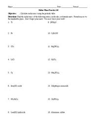 Practice Molar Mass Worksheet 1 0 By The Chem Teacher Tpt