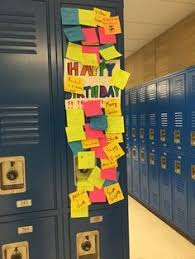 Cute Locker Birthday Decoration Ideas Cute Locker Idea For Friends On Their Birthday Each Sticky Note Has Its Own Diy Birthday Locker Decorations Friend Birthday Gifts Birthday Locker Decorations