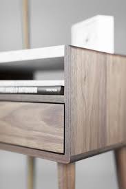 Mid Century Nightstand Bedside Table With Drawer In Walnut And Carrara Marble Top Mid Century Nightstand Marble Tables Design Marble Table