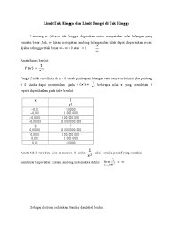Limit sendiri pada dasarnya berfungsi untuk menyatakan suatu nilai yang mendekati batas tertentu. Limit Tak Hingga Dan Limit Fungsi Di Tak Hingga