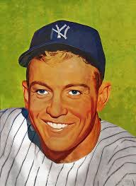 Vintage Fifties Mickey Mantle Art by Row One Brand Wall Art