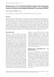 Enterovirus 71 in the Asia-Pacific region: An emerging cause of acute  neurological disease in young children