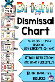 Dismissal Chart Bright Classroom Sign Classroom Signs