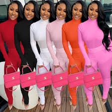 Kirundo 2021 women's casual round neck sleeveless jumpsuit drawstring waist stretchy long pant romper. Haoyuan Knit Two Piece Set Jumpsuit Fall Clothes For Women Tracksuit Turtleneck Top Stacked Pants Lounge Outfits Matching Sets Super Deal 6f79 Cicig