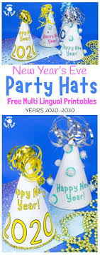 Whether your kids will be staying up until midnight or not, they can still celebrate the new year with these fun coloring party hats! Printable New Year S Eve Party Hat Craft Multilingual Kids Craft Room