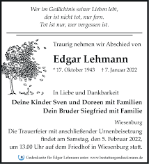 Traueranzeigen von Edgar Lehmann
