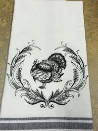 Black And White Kitchen Towels Black And White Turkey Thanksgiving Kitchen Towel Machine Embroidered Thanksgiving Kitchen Thanksgiving Kitchen Towels Embroidery Designs
