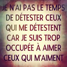 Je N Ai Pas Le Temps De Detester Ceux Qui Me Detestent Car Je Suis Trop Occupee A Aimer Ceux Qui M Aiment Je Pense A Toi Citation Proverbes Et Citations