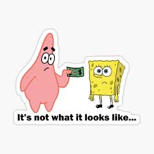 Spongebob And Patrick Meme Dark Coloured Items Sticker By Flawlesscheese Redbubble