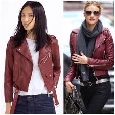 Bershka Burgundy Faux Leather Jacket With Buckle Burgundy Faux Leather Jacket Burgundy Leather Jacket Leather Jacket