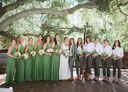 Green Wedding Party Attire Lgbtq Wedding Inspiration Jaq Shannon Lesbian Wedding Attire Lgbtq Wedding Backyard Wedding Bridesmaid Dresses
