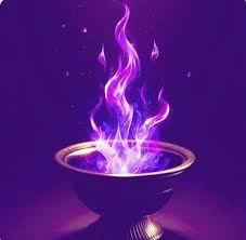 HERMOSO CALIZ DORADO, FUEGO VIOLETA, IMAGEN FOTO, LLAMA VIOLETA, RAYO VIOLETA