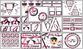 Pink Zebra Diaper Girls Baby Shower Decorations Printable Baby Shower Supplies