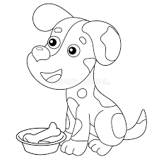 Dog pulling puppy in wagon. Coloring Page Outline Of Cartoon Dog With Bone Pets Coloring Book For Kids Stock Vector Illustration Of Cute Colouring 166327551
