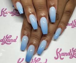 79ombre blue glitter acrylics with pealrs and gems. Baby Blue Ombre Nails Blue Ombre Nails Baby Blue Nails Ambre Nails