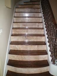 Stair Case Natural Stone Risers Shelton Tile Stair Remodel Tile Stairs Wood Floor Design