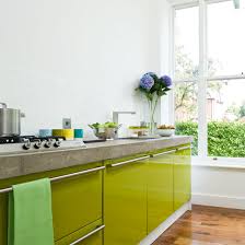 a contemporary lime green kitchen