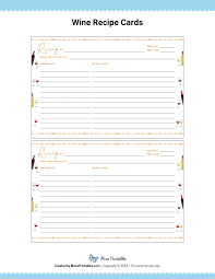 Free Printable Wine Recipe Cards The Cards Are Editable In Adobe Reader Download Them At Https Mu Printable Recipe Cards Recipe Cards Template Recipe Cards