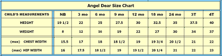 angel dear size chart size chart for angel dear baby clothes