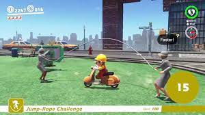 Inside the odyssey, if mario stands on one of the two chairs, then he will sit down and cappy will come out from mario's current hat before quickly going to the other chair. Super Mario Odyssey How To Beat Jump Rope Challenge