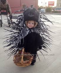 Halloween is just around the. Homemade Prickly Toddler Porcupine Costume For A Girl