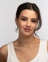 Aretes de aro redondos Luckyly Adele con acabado baño de oro perla