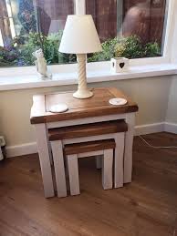 Cream Nest Of Tables Kemble Oak Furnitureland Rustic Oak Furniture Oak Furniture Oak Furniture Land