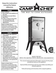 Maybe you would like to learn more about one of these? Camp Chef Smoke Vault Smv18s 4 Instruction Manual Pdf Download Manualslib