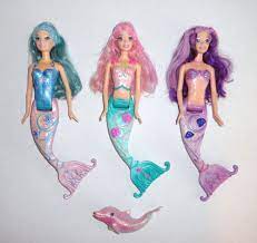 Barbie Doll Mermaid Dolls Lot Set 3 Pink Purple Blue Mermaidia Color Change Mermaid Dolls Barbie Fairytopia Barbie Mermaid