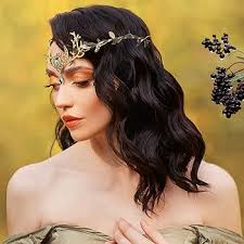 MOSTORY Handmade Emerald Crystal Elf Circle Golden Fairy Moon Crown  Headpiece Forest Branch Headband for Women Wedding Party Festival Costume  Hair ...