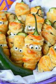 Bacon Jalapeno Mummies Recipe Butter Your Biscuit Recipe Stuffed Jalapenos With Bacon Jalepeno Recipes Halloween Food Appetizers