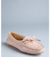 Powder Ostrich Skin Logo Loafers Loafers Prada Loafers Prada