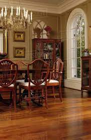 Antique hepplewhite duncan phyfe mahogany dining set table & 6 shield back chairs thomasville beautiful mahogany wood on this outstanding dining set of six shield back hepplewhite duncan phyfe upholstered chairs with striped fabric. Elegant Dining Room With Oak Hardwood Floors And Hepplewhite Style Dining Chairs Stock Photo Dissolve