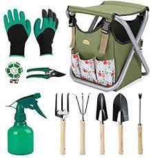 Amazon Com Good Gain Garden Tools Stool 12 Pcs Gardening Hand Tools Set With Folding Chair Seat And Garden Stor Garden Storage Tote Storage Garden Hand Tools