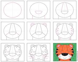 Add triangles on the face and neck. Draw A Tiger Face Art Projects For Kids