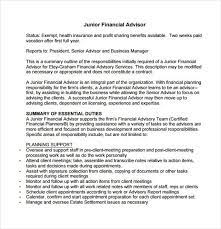 Check out some of our top rated financial consultants. 7 Financial Advisor Job Description Templates Free Sample Example Format Download Free Premium Templates