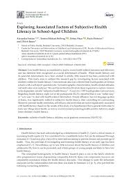 Смотрите видео sandra orlow early years в высоком качестве. Pdf Exploring Associated Factors Of Subjective Health Literacy In School Aged Children