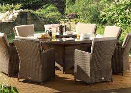 The perfect dining set for your patio should be stylish, durable, and comfortable. Hilton Mink 8 Seat Rattan Outdoor Dining Set With A Glass Top Table Lazy Susan