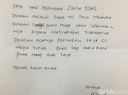 Berisi contoh surat pribadi pendek untuk sahabat, teman, orang tua, keluarga, dan untuk guru singkat. Ini Isi Surat Permintaan Maaf Yang Ditulis Zikria Dzatil Untuk Risma