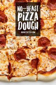 Easy No Yeast Pizza Dough Recipe Budget Bytes Recipe No Yeast Pizza Dough Pizza Recipes Dough Pizza Dough