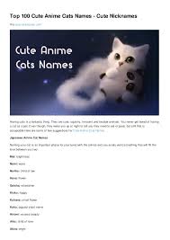 All orders are custom made and most ship worldwide within 24 hours. Top 100 Cute Anime Cats Names Cute Nicknames