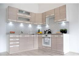 Cuisine complète angle droit avec led blanc brillant et décor chêne clair. Cuisine D Angle Complete Parko 210x210 Cm Chene Clair Et Blanc Bobochic