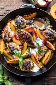 Rosemary Peach Chicken In A White Wine Pan Sauce Half Baked Harvest Recipe Half Baked Harvest Recipes Peach Chicken Gourmet Dinner