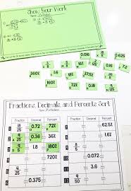 Fractions Decimals And Percents Card Sort Fractions 7th Grade Math Worksheets