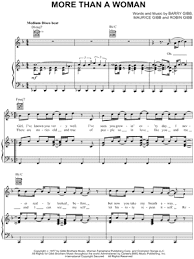 The Bee Gees More Than A Woman Sheet Music In F Major Download Print Sheet Music Bee Gees Gees