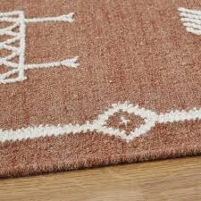 Ein kelim hat eine flache webart. Handgewebter Kelim Teppich Aus Wolle Und Baumwolle Terracotta Und Weiss 140x200cm Galdric Maisons Du Monde