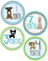 Monthly Bodysuit Stickers Dog Lover Theme By Thelollipoplabelshop 8 95 Baby Shower Gifts For Boys Puppy Baby Shower Baby Boy Shower