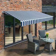 Primrose 3 0m Manual Awning Blue And White Mayfair Diy Patio Awning Gazebo Canopy 9ft 8 Complete With Fittings And W Diy Patio Gazebo Canopy Awning Gazebo