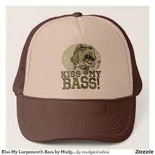 Kiss My Largemouth Bass By Mudge Studios Trucker Hat Zazzle Com In 2021 Trucker Hat Trucker Hats